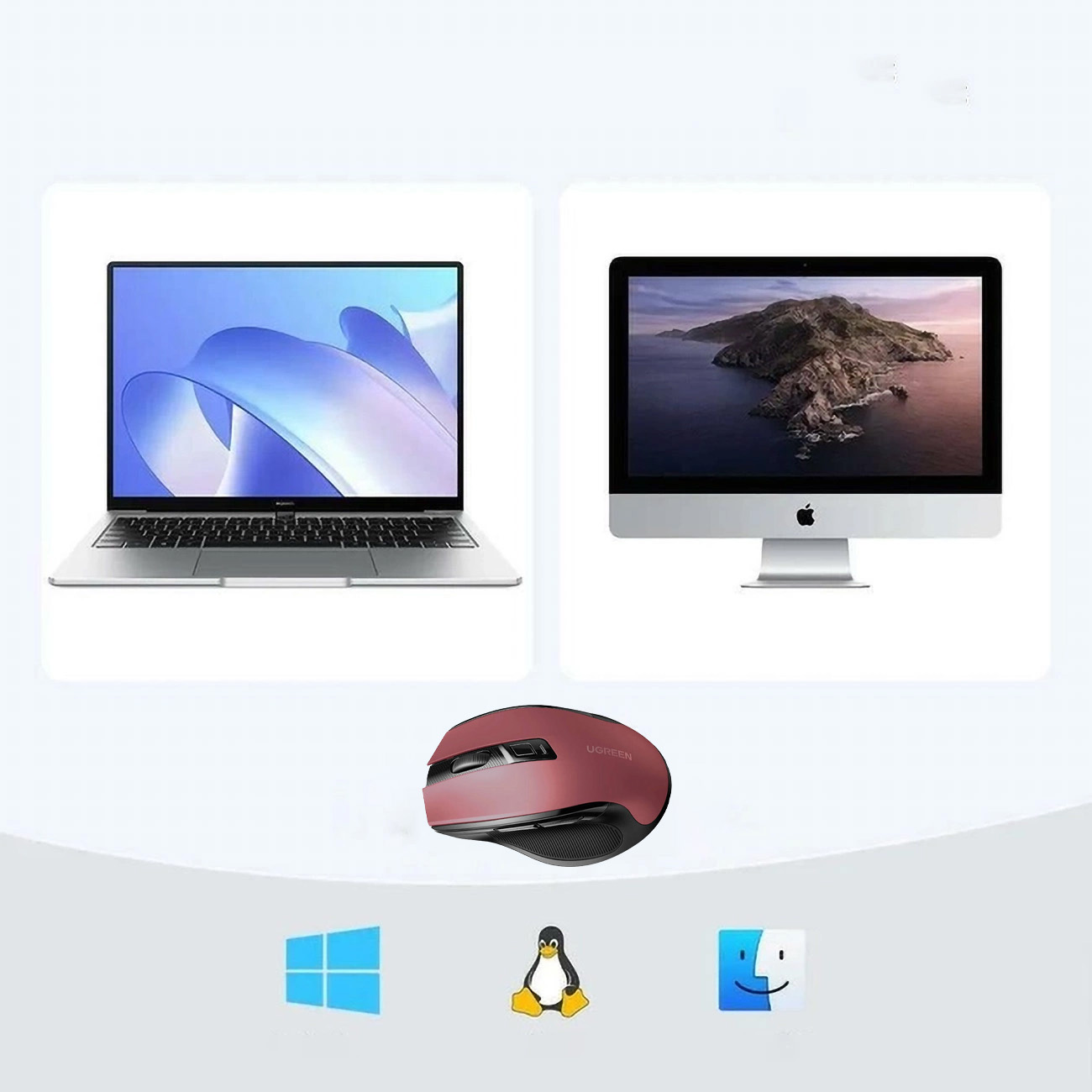 Precizinė Belaidė Usb 2,4 Ghz "bluetooth 5.0" Optinė Pelė 4000 Dpi Raudona