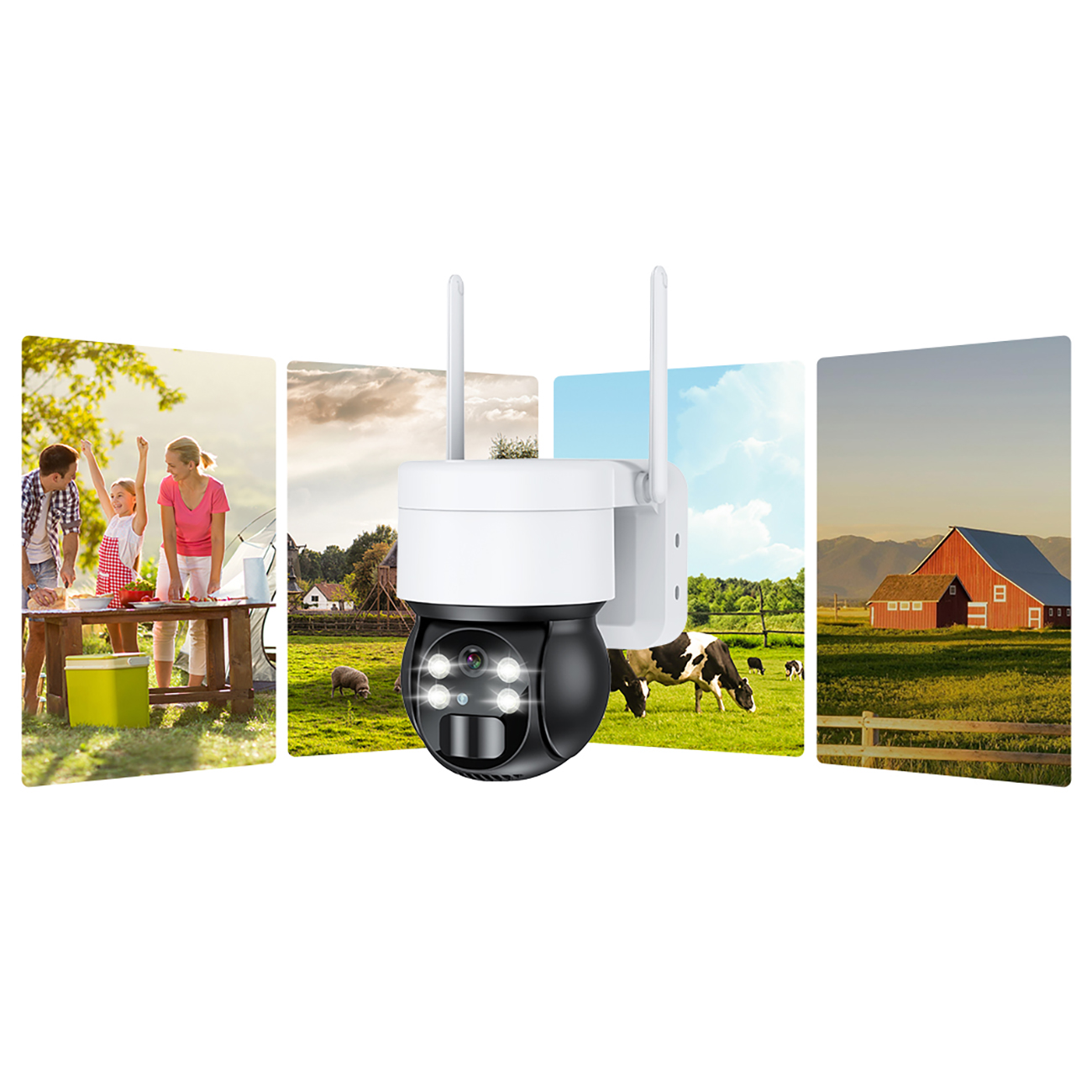 Išmanioji Ptz 4g Lte Saulės Kamera Su 5 W Saulės Kolektoriumi Asc006-4g - Balta