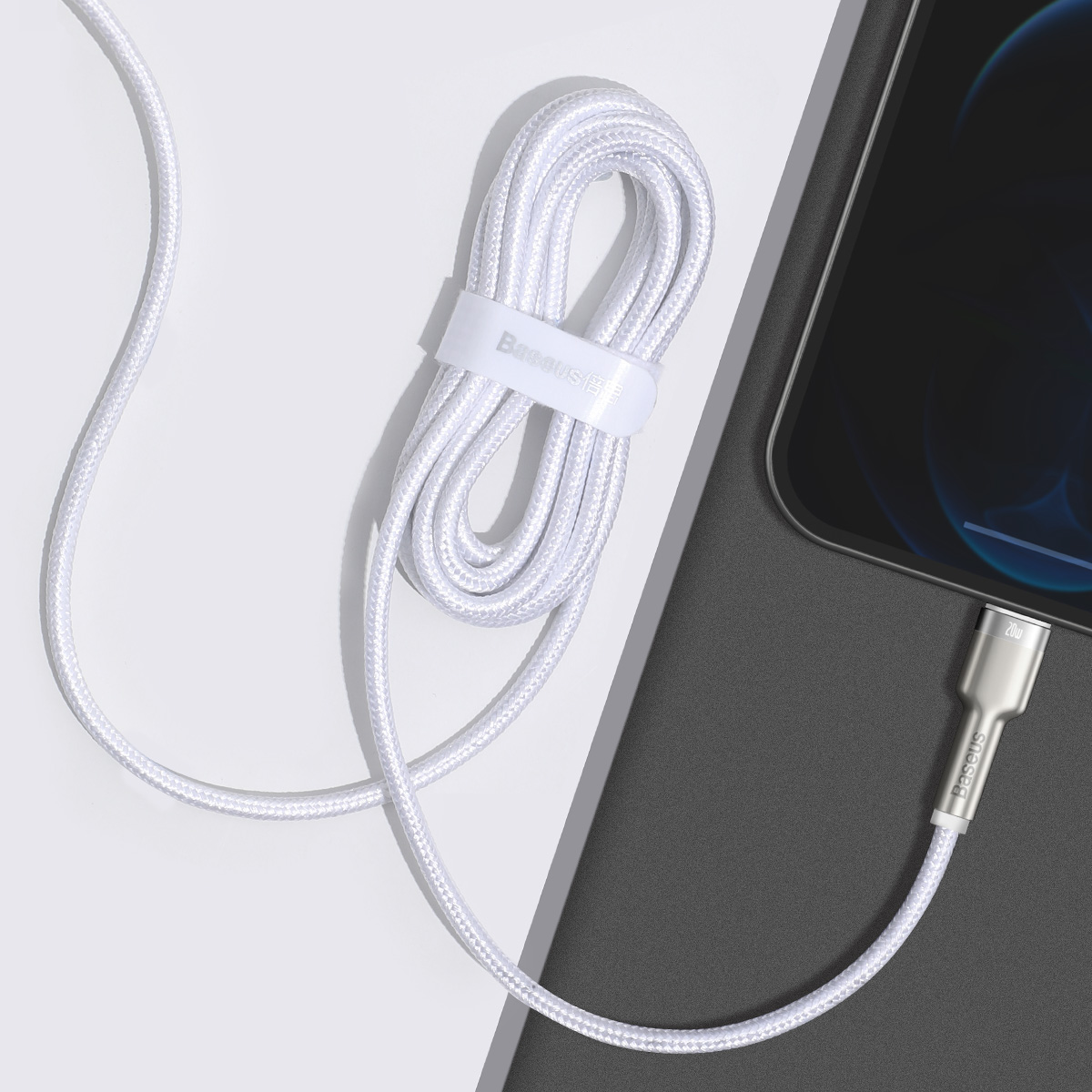 Kabelis Cafule Series Metal Data Usb-c - Iphone Lightning 20w Pd 1 M - Baltas