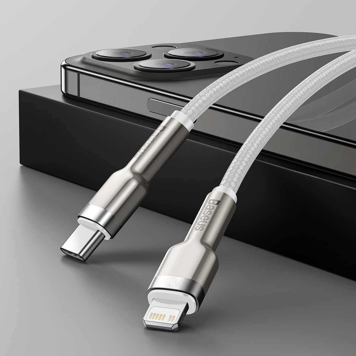 Kabelis Cafule Series Metal Data Usb-c - Iphone Lightning 20w Pd 1 M - Baltas