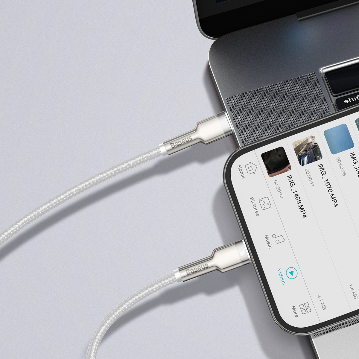 Kabelis Cafule Series Metal Data Usb-c - Iphone Lightning 20w Pd 1 M - Baltas
