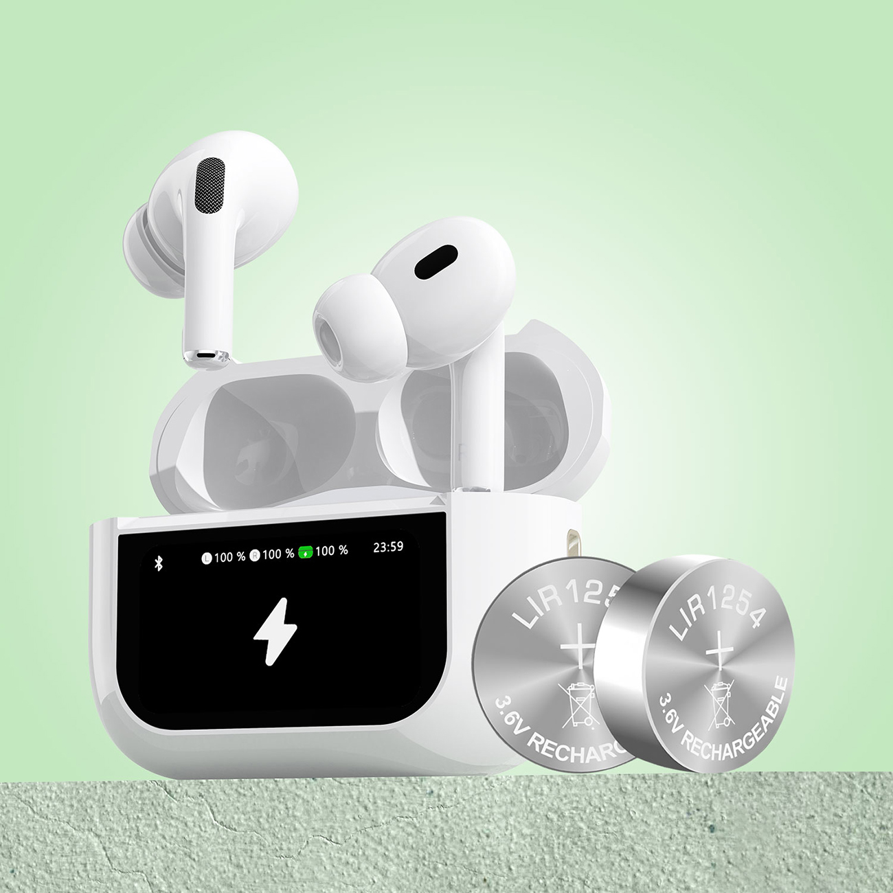 U19 Tws Belaidės "bluetooth 5.3" Ausinės į Ausis Su Led Ekranu - Baltos Spalvos