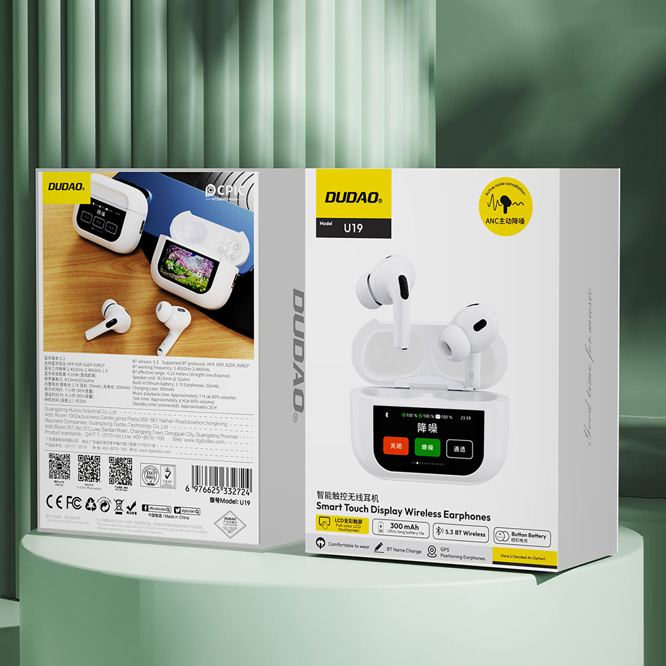 U19 Tws Belaidės "bluetooth 5.3" Ausinės į Ausis Su Led Ekranu - Baltos Spalvos
