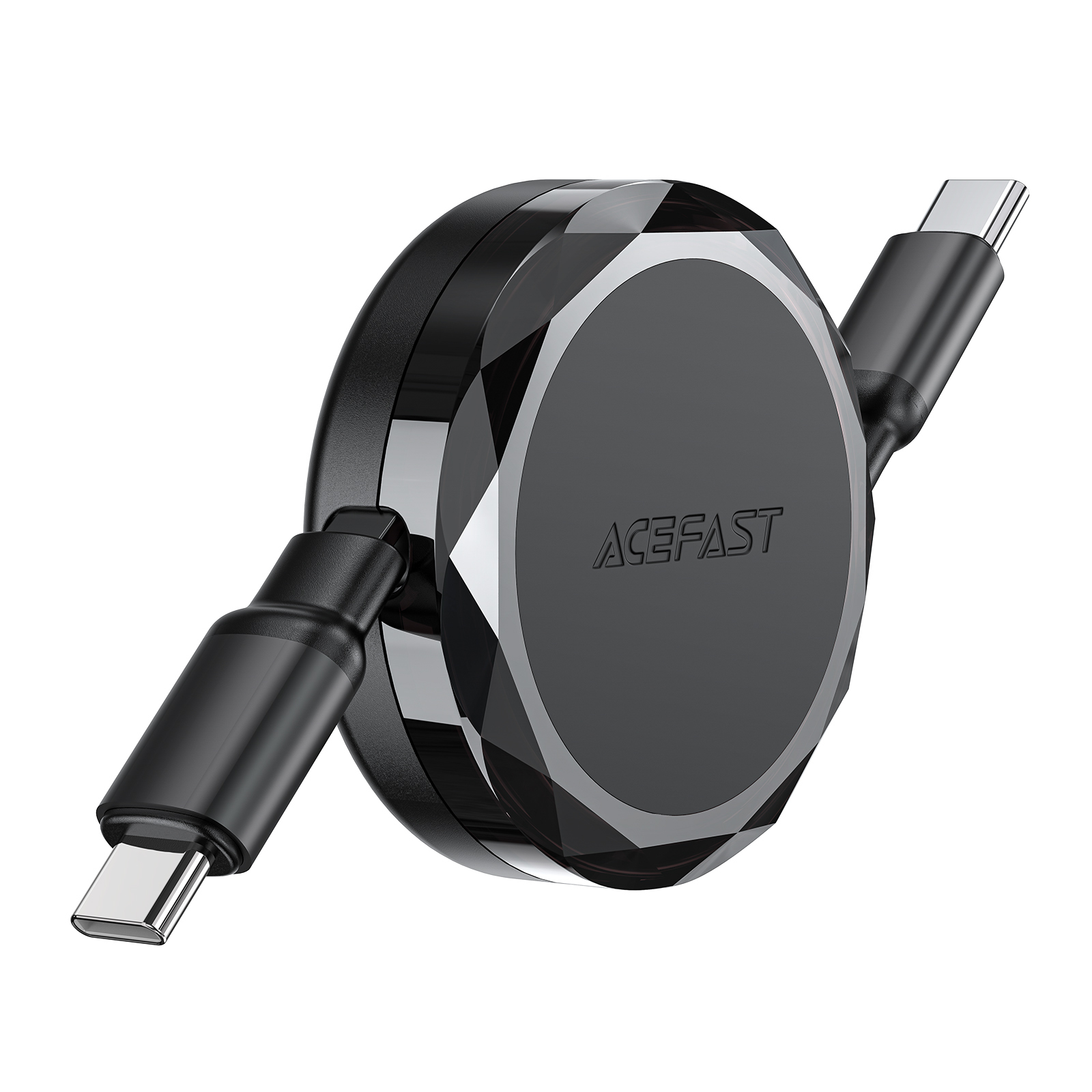Usb-c - Usb-c Ištraukiamasis Kabelis Su 60 W Organizatoriumi - Juodas