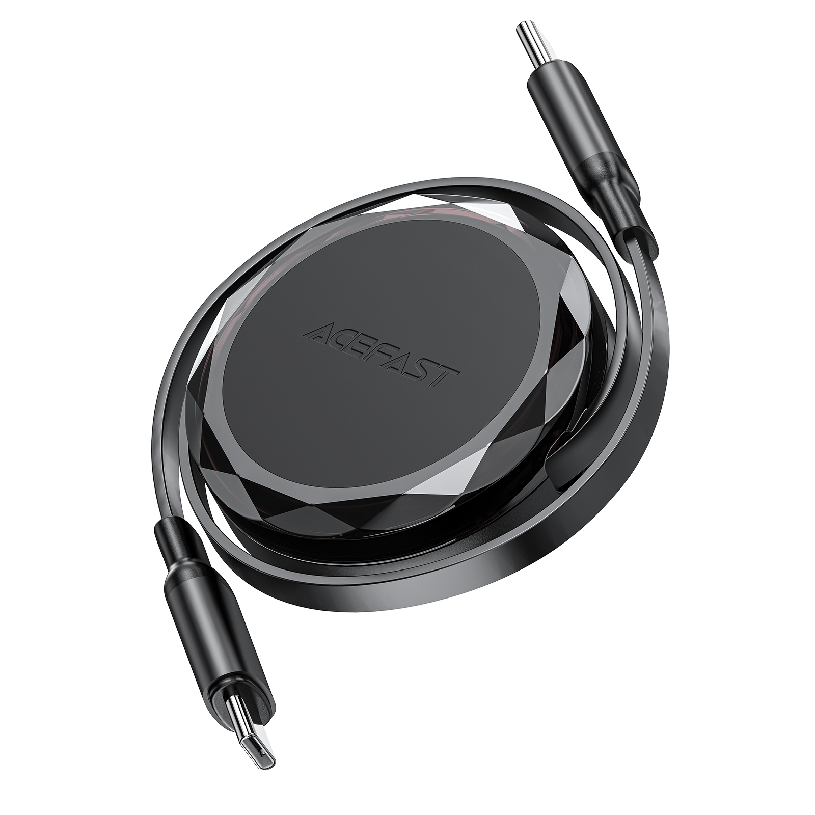 Usb-c - Usb-c Ištraukiamasis Kabelis Su 60 W Organizatoriumi - Juodas