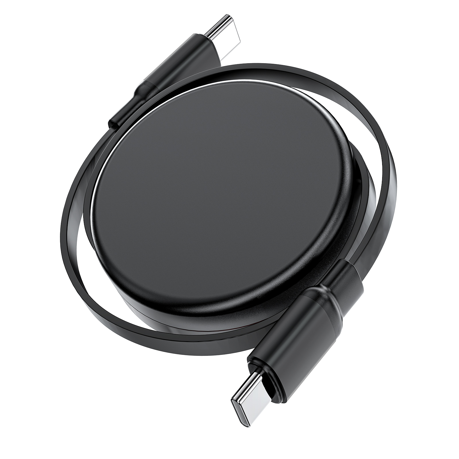 Usb-c - Usb-c Ištraukiamasis Kabelis Su 60 W Organizatoriumi - Juodas
