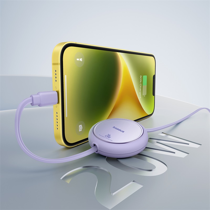 "free2pull" Usb-c - "iphone Lightning" Ištraukiamas Kabelis 20w 1 M - Violetinės Spalvos