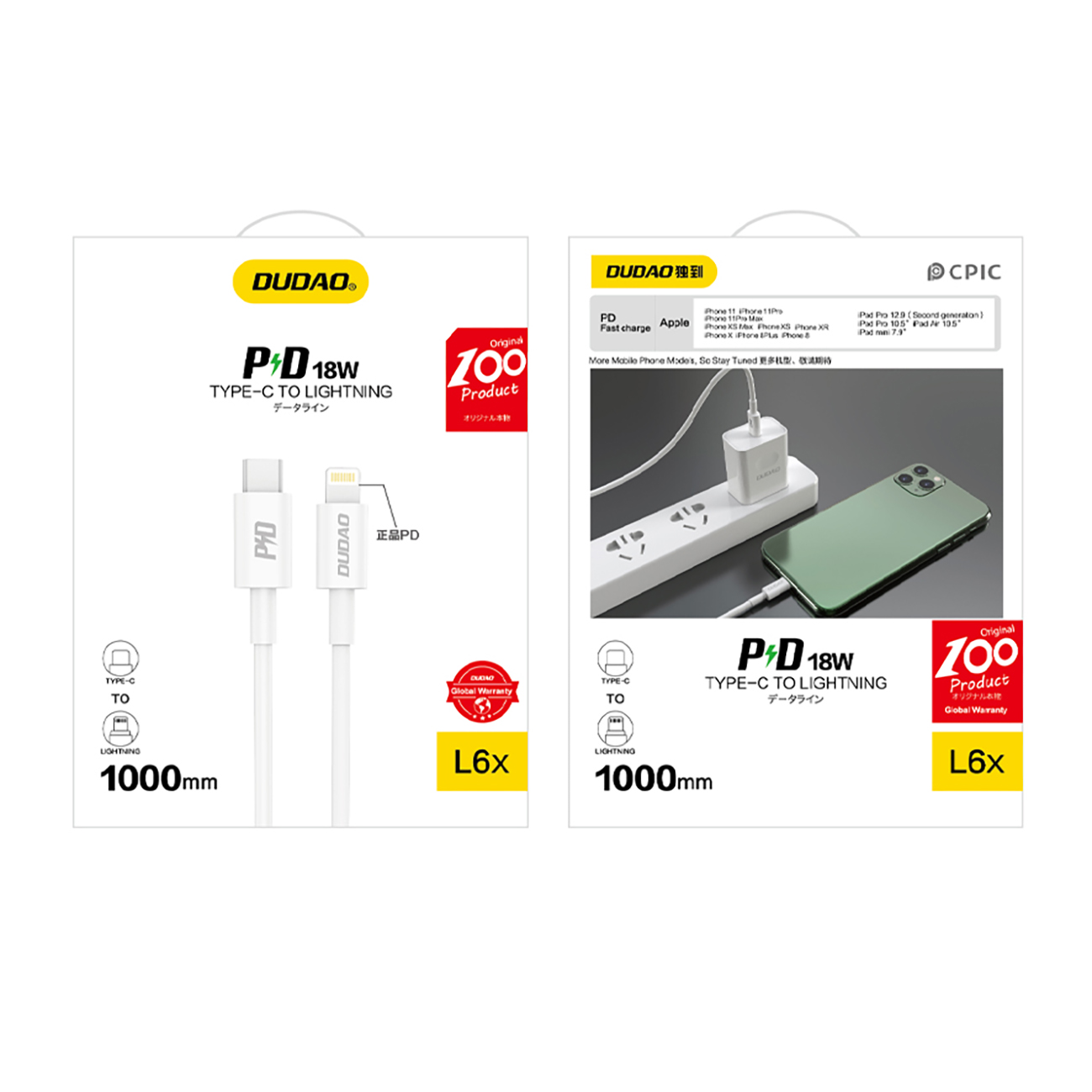 L6x Usb-c - Iphone Lightning Pd 20w 1 M Kabelis - Baltas