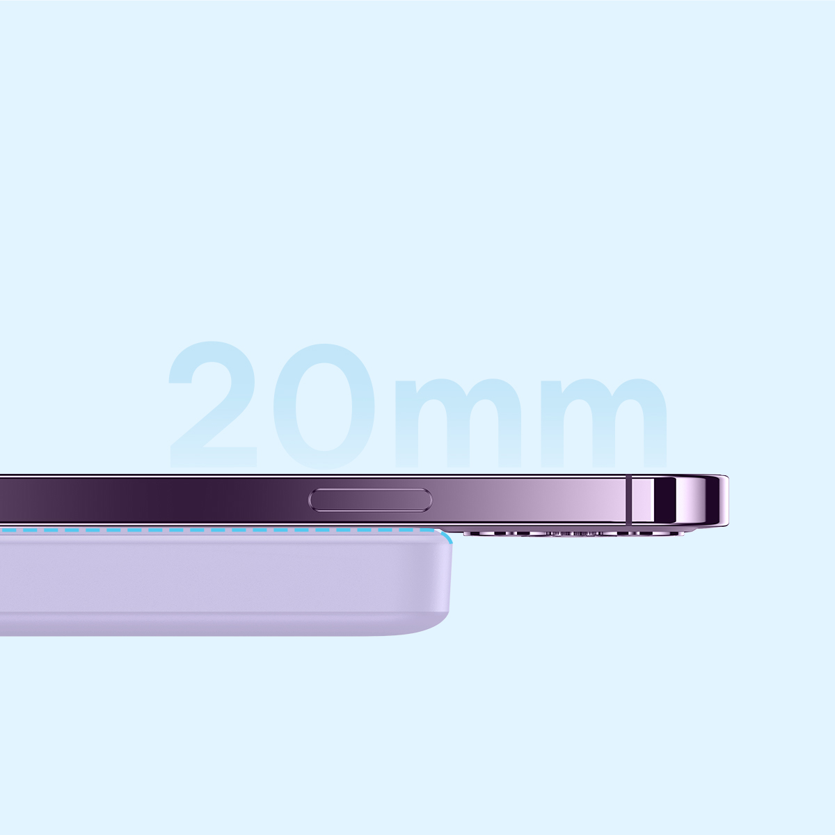 Magnetinis Indukcinis 10000 Mah 20 W Powerbankas + Usb-c Kabelis - Violetinis