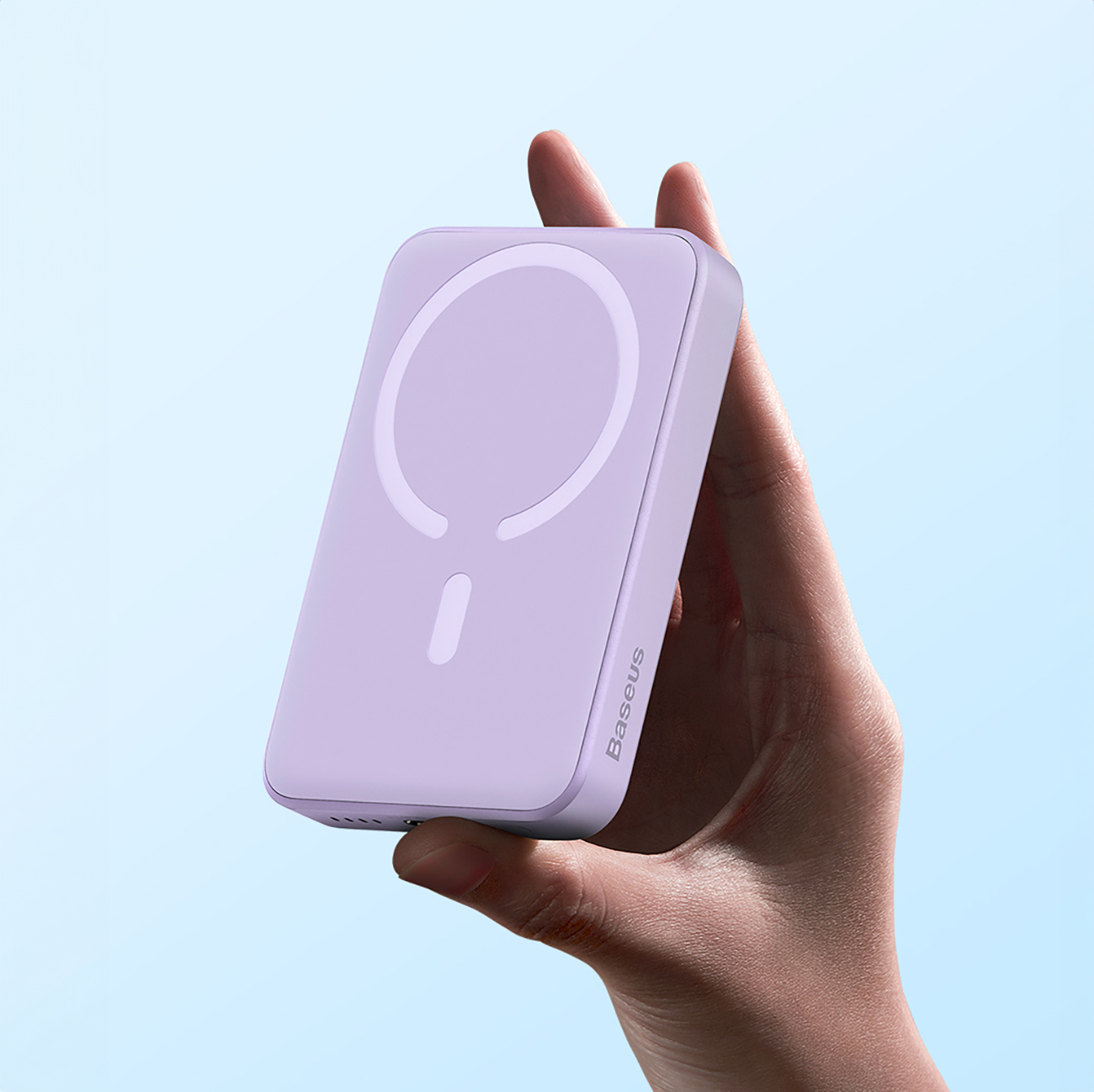 Magnetinis Indukcinis 10000 Mah 20 W Powerbankas + Usb-c Kabelis - Violetinis