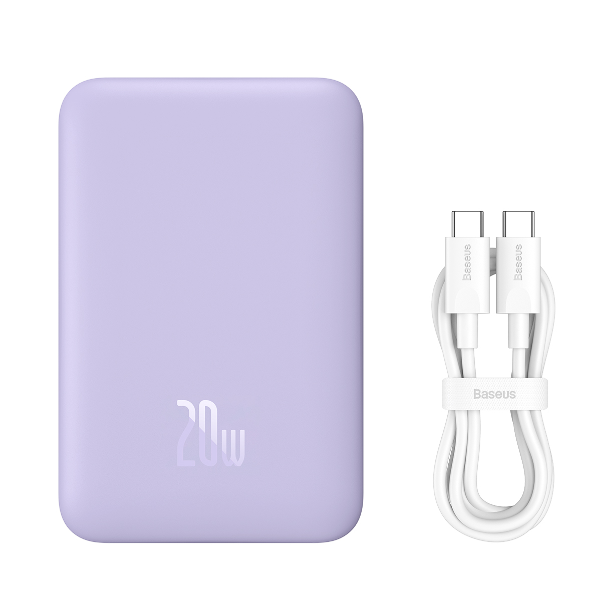 Magnetinis Indukcinis 10000 Mah 20 W Powerbankas + Usb-c Kabelis - Violetinis