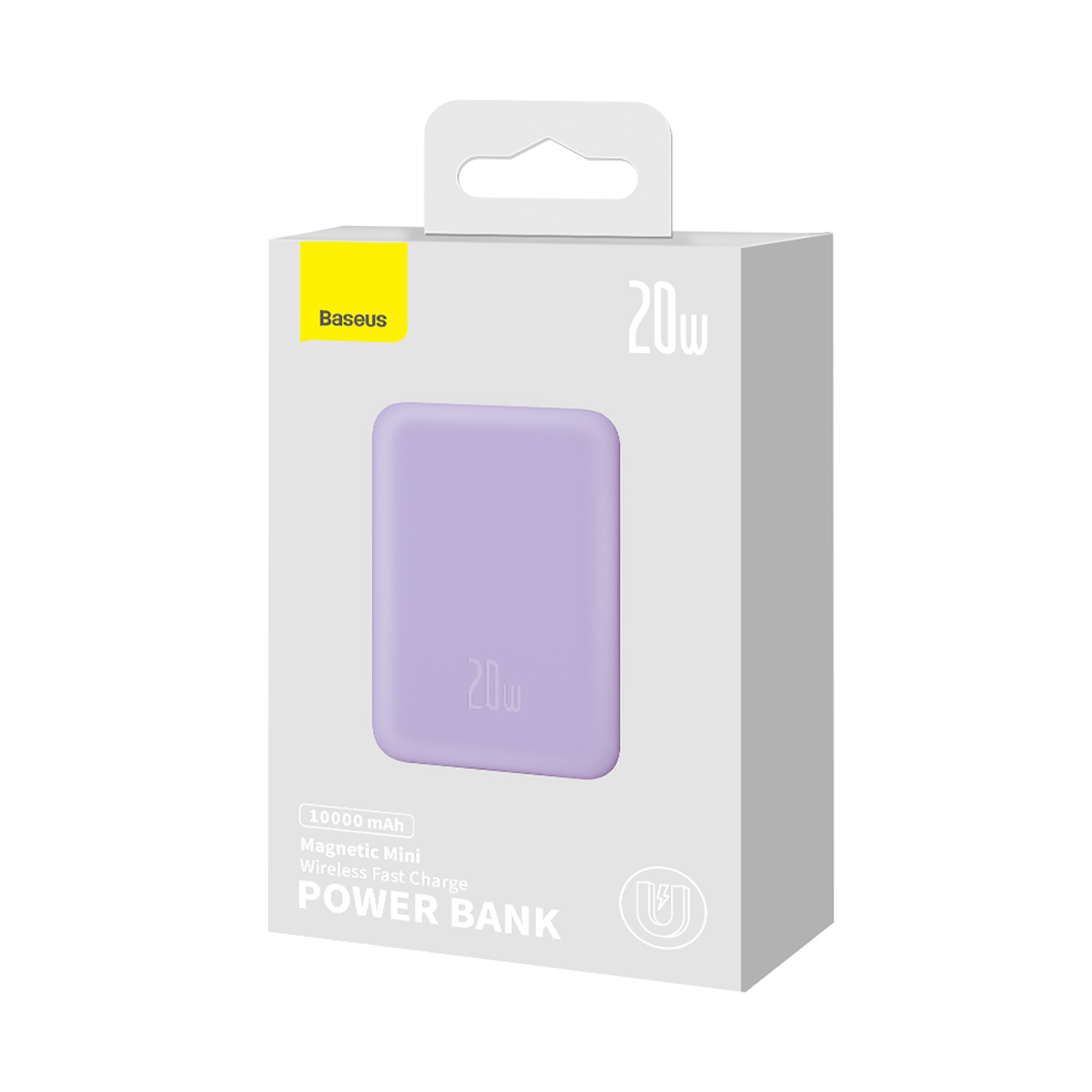 Magnetinis Indukcinis 10000 Mah 20 W Powerbankas + Usb-c Kabelis - Violetinis