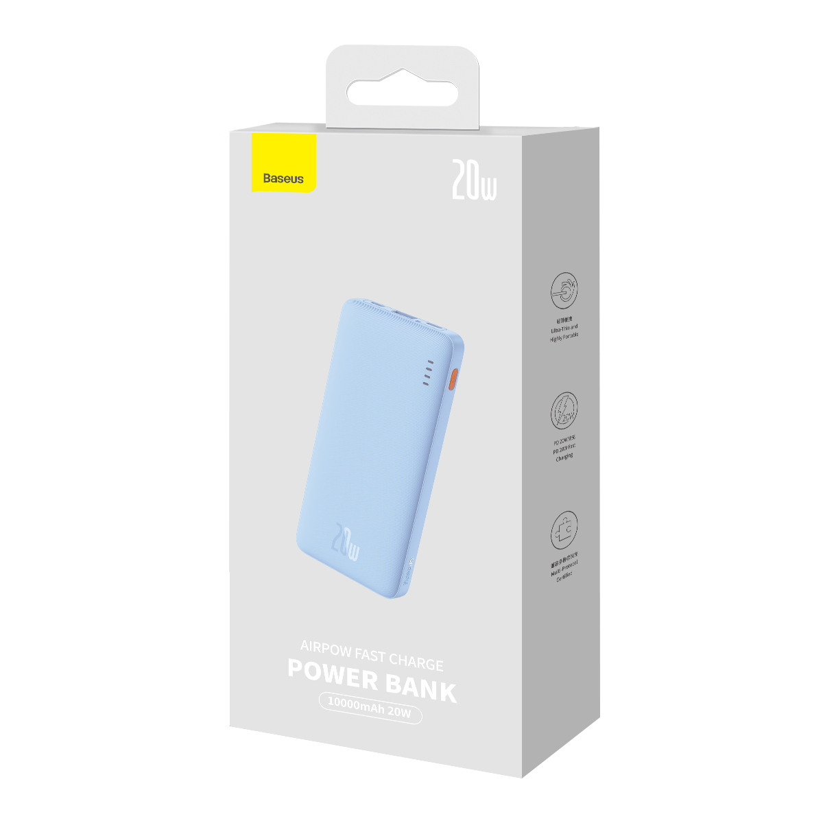 Powerbank 10000mah Airpow Fast Charge 20w - Mėlynas