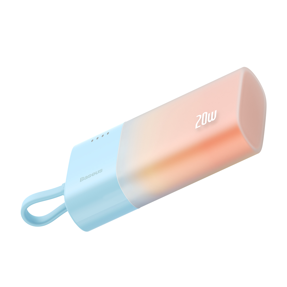 "powerbank Popsicle" 5200 Mah 20w Su "lightning" Laidu 60w/20v/3a/30cm - Mėlyna/oranžinė