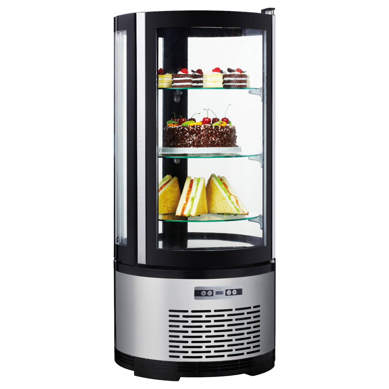 Apvali Konditerijos Vitrina 3 Lentynos Led 100l