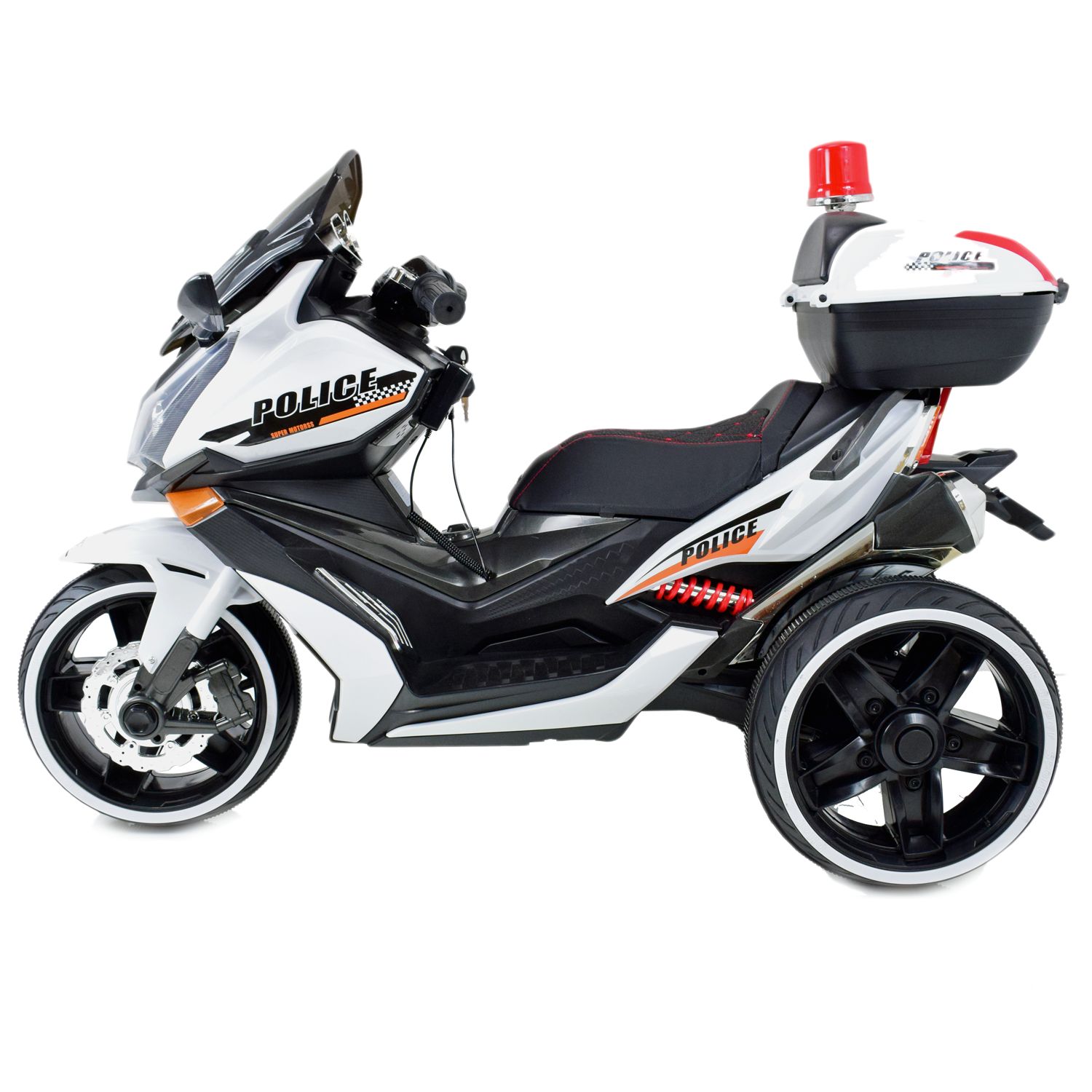 Milžiniškas Policijos Motoroleris, Sirenos Garsai, Megafonas, Gaidys, Minkšta Sėdynė, Dujų Pedalas/ak550