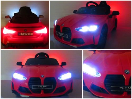 Bmw M4 Red Akumuliatorinis Automobilis Eva Odinis Nuotolinio Valdymo Pultelis
