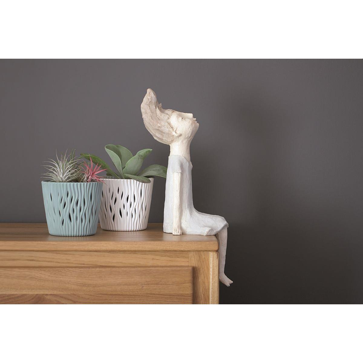 Gėlių Vazonas Smėlėtas Apvalus Dia 19 Cm - Antracito Spalvos