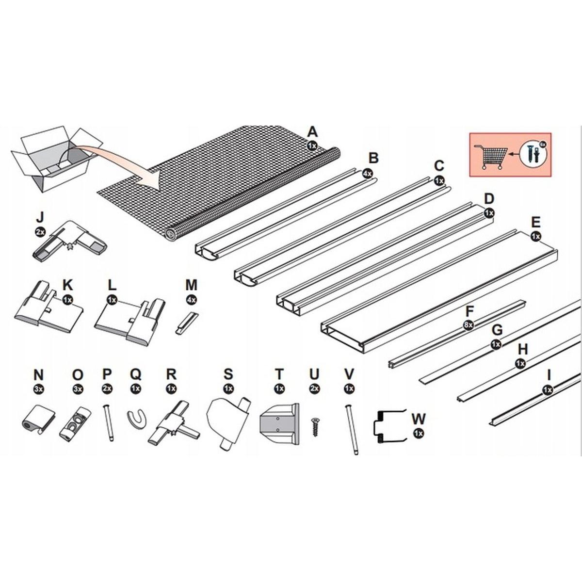 Alu Durų Tinklelis Nuo Uodų 100x215 Baltas Basic Plus