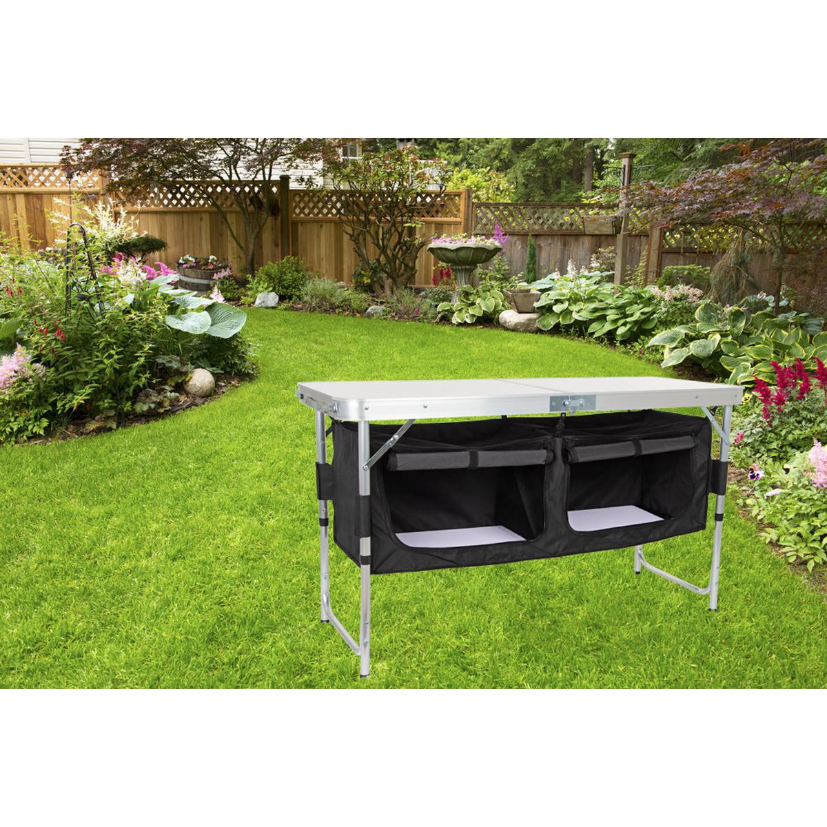Sulankstomas Turistinis Stalas 120x47x70/62/54cm Su Spinta 33x30x36cm