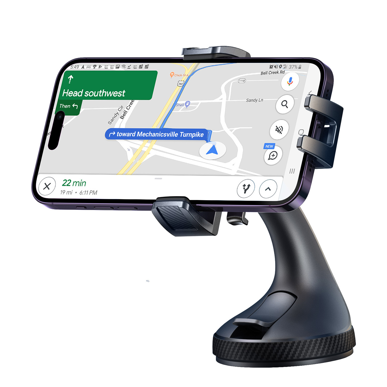 Automobilio Laikiklio Spaustukas Telefono Laikikliui Ant Priekinio Stiklo - Juodas