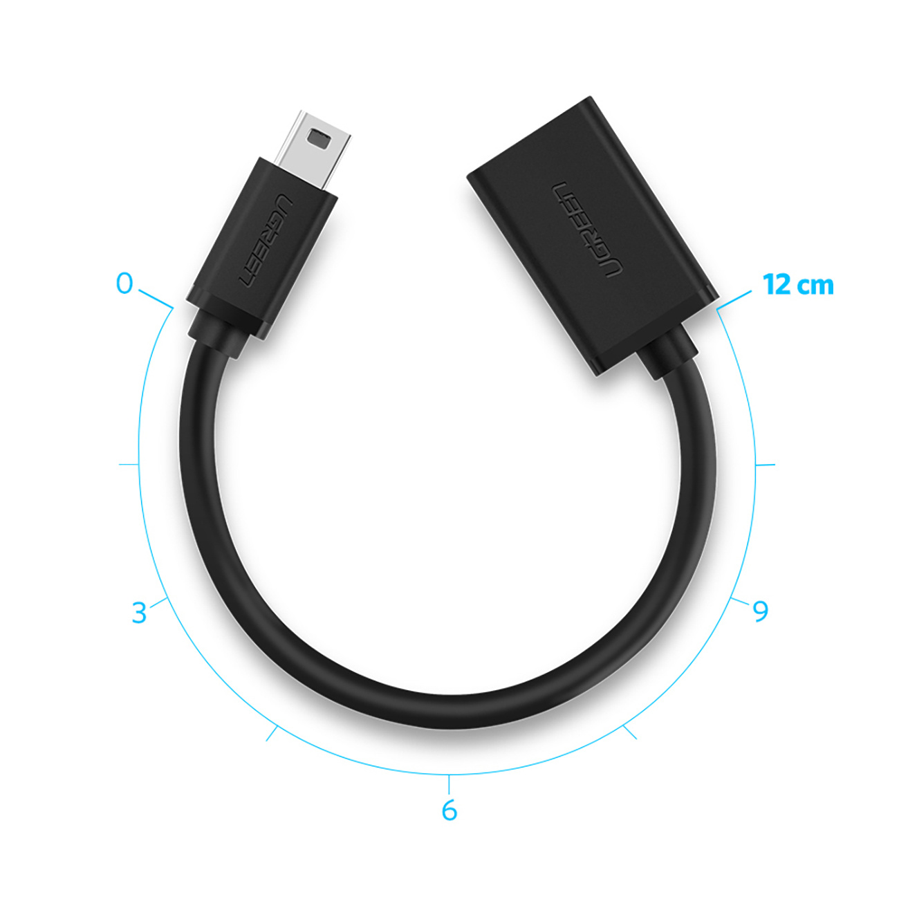 Adapteris Mini Usb-b (vyriškas) - Usb-a (moteriškas) Otg 10 Cm - Pilkas