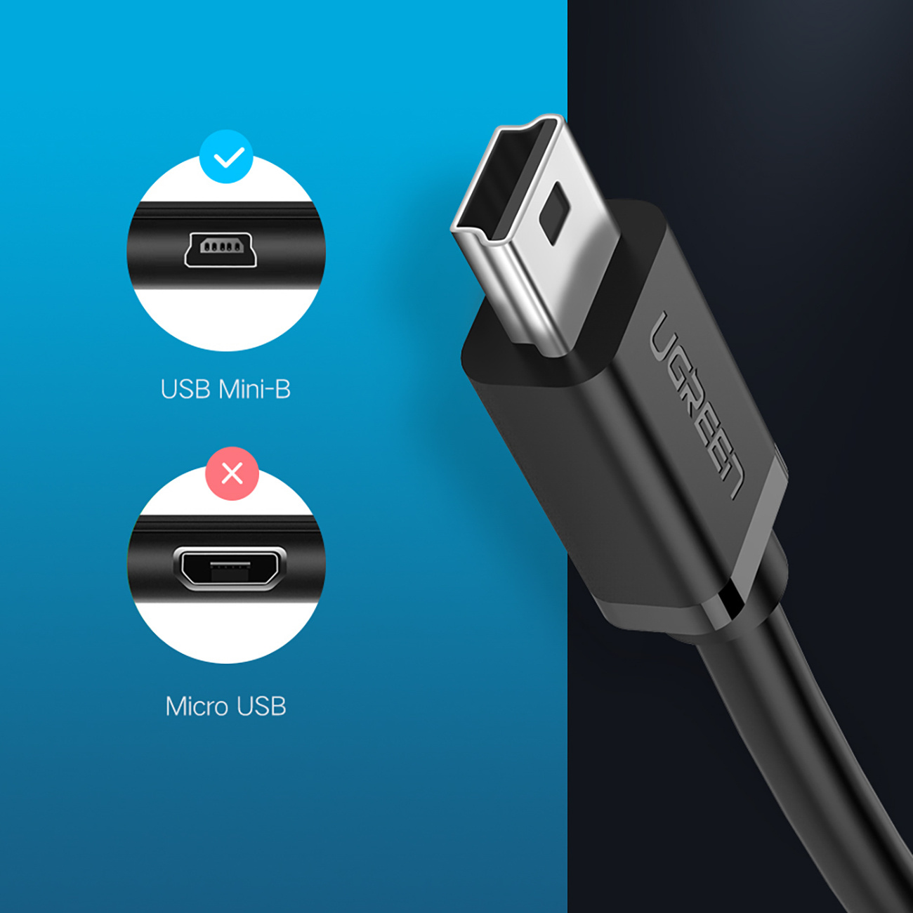Adapteris Mini Usb-b (vyriškas) - Usb-a (moteriškas) Otg 10 Cm - Pilkas