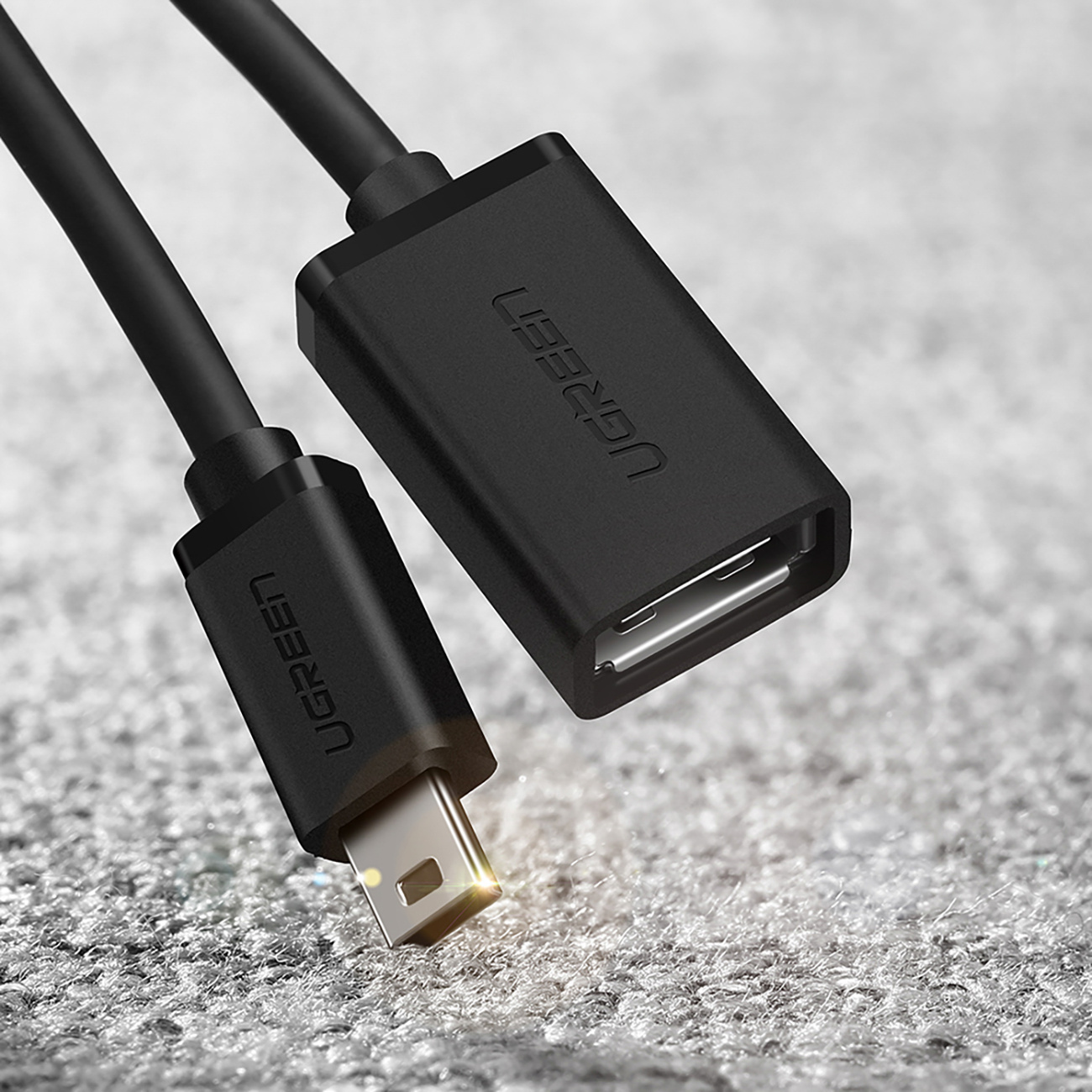 Adapteris Mini Usb-b (vyriškas) - Usb-a (moteriškas) Otg 10 Cm - Pilkas