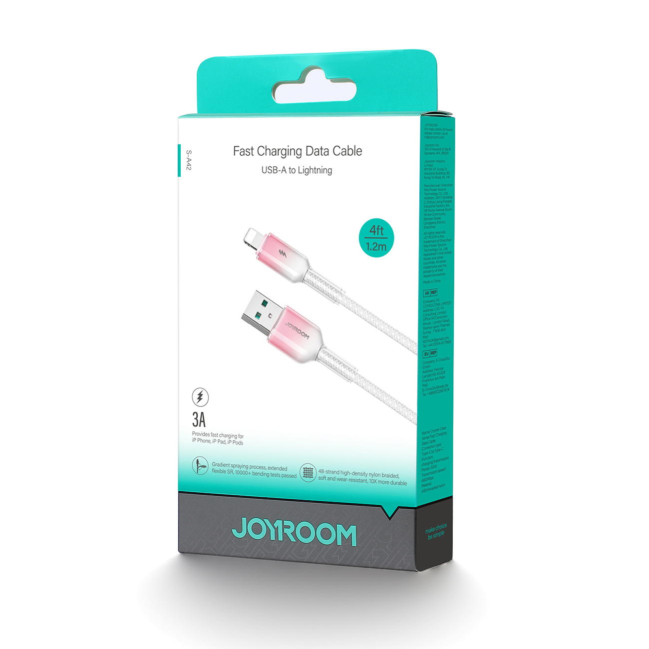 Kabelis "crystal-clear Series 3a Usb-a - "iphone Lightning" 1,2 M - Baltas