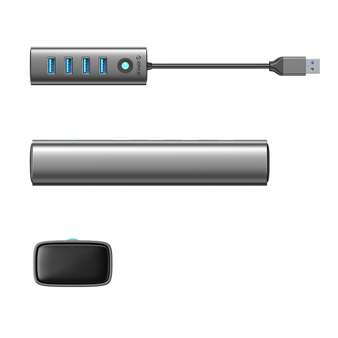 Koncentratoriaus Adapterio Daliklis Pdd4u-u3 4x Usb-a - Pilkas