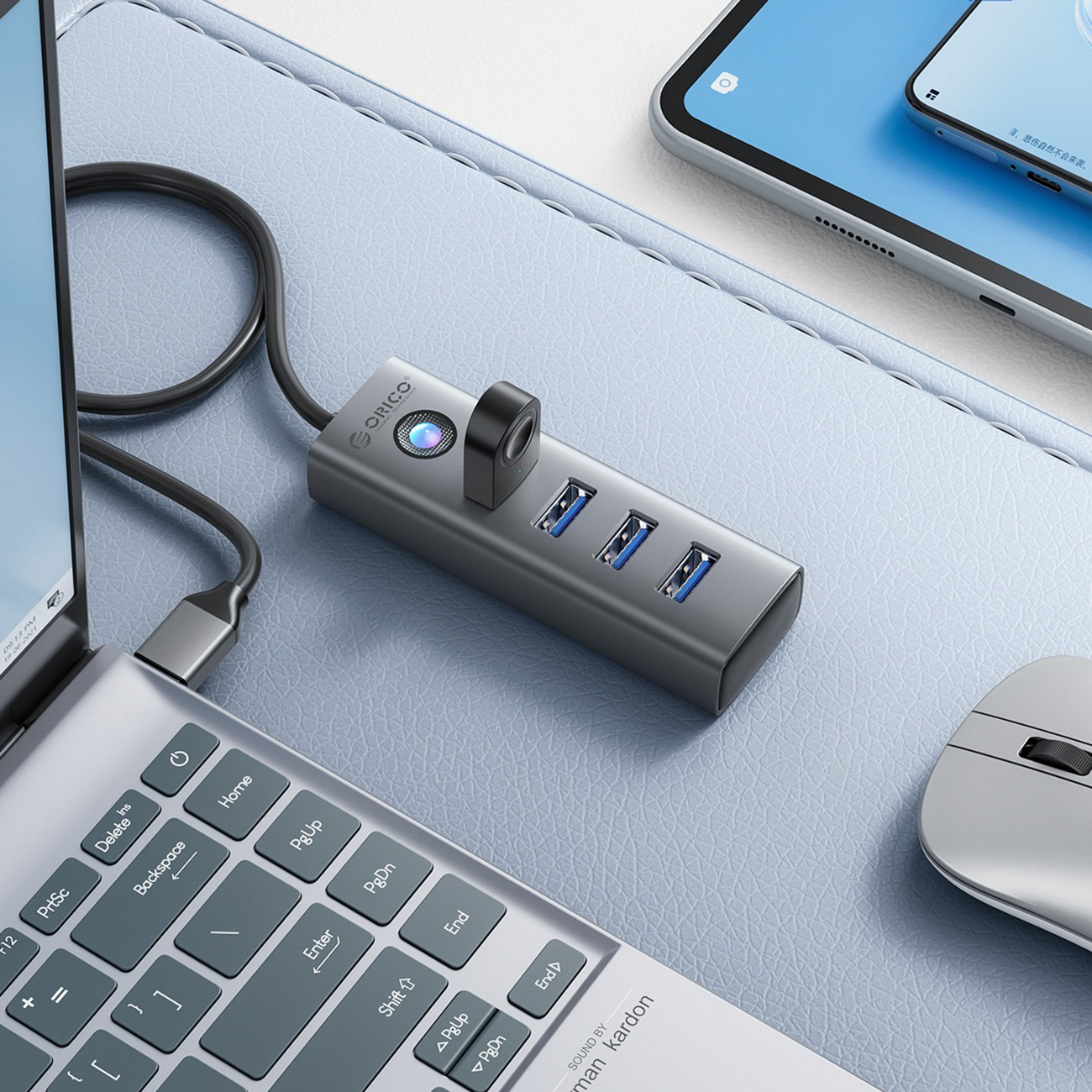 Koncentratoriaus Adapterio Daliklis Pdd4u-u3 4x Usb-a - Pilkas