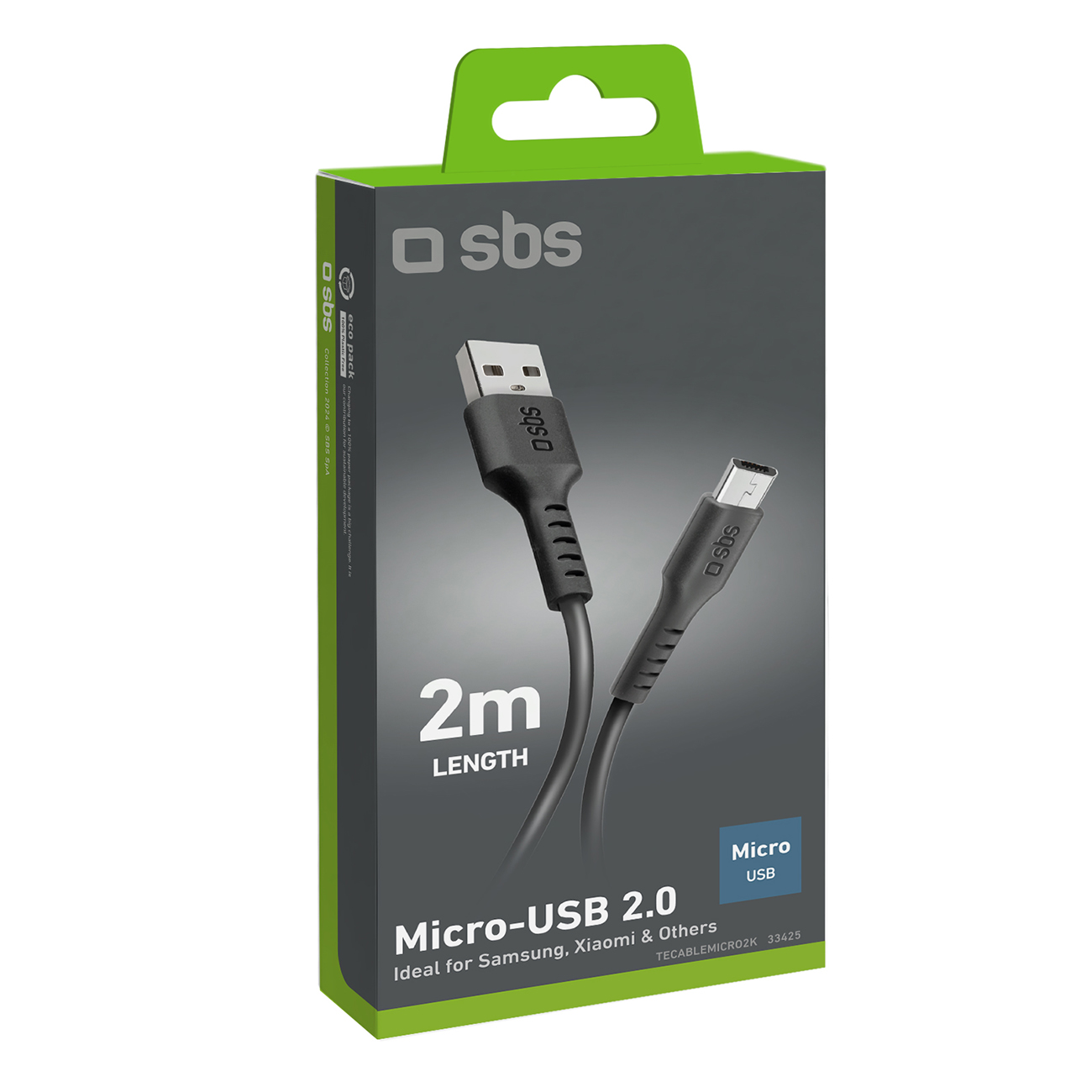 Kabelis Usb-a - Micro-usb 2 M - Juodas