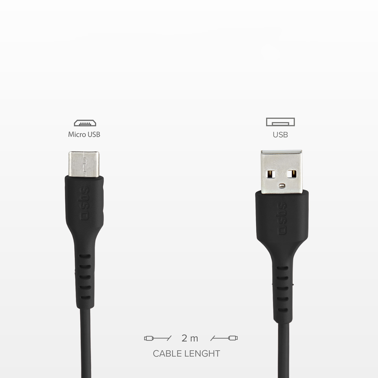 Kabelis Usb-a - Micro-usb 2 M - Juodas