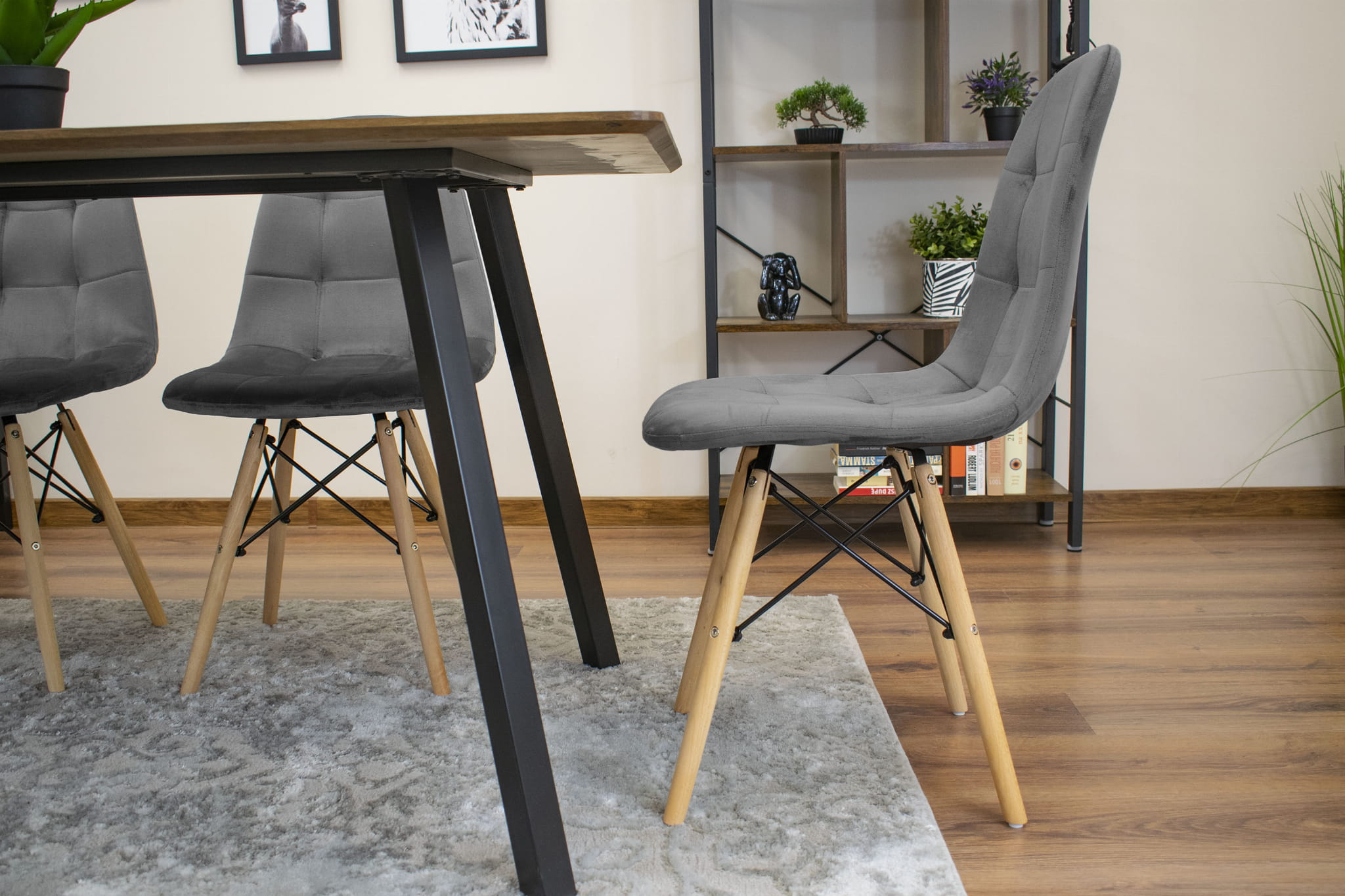 Dumo Kėdė - Tamsiai Pilkas Aksomas X 3