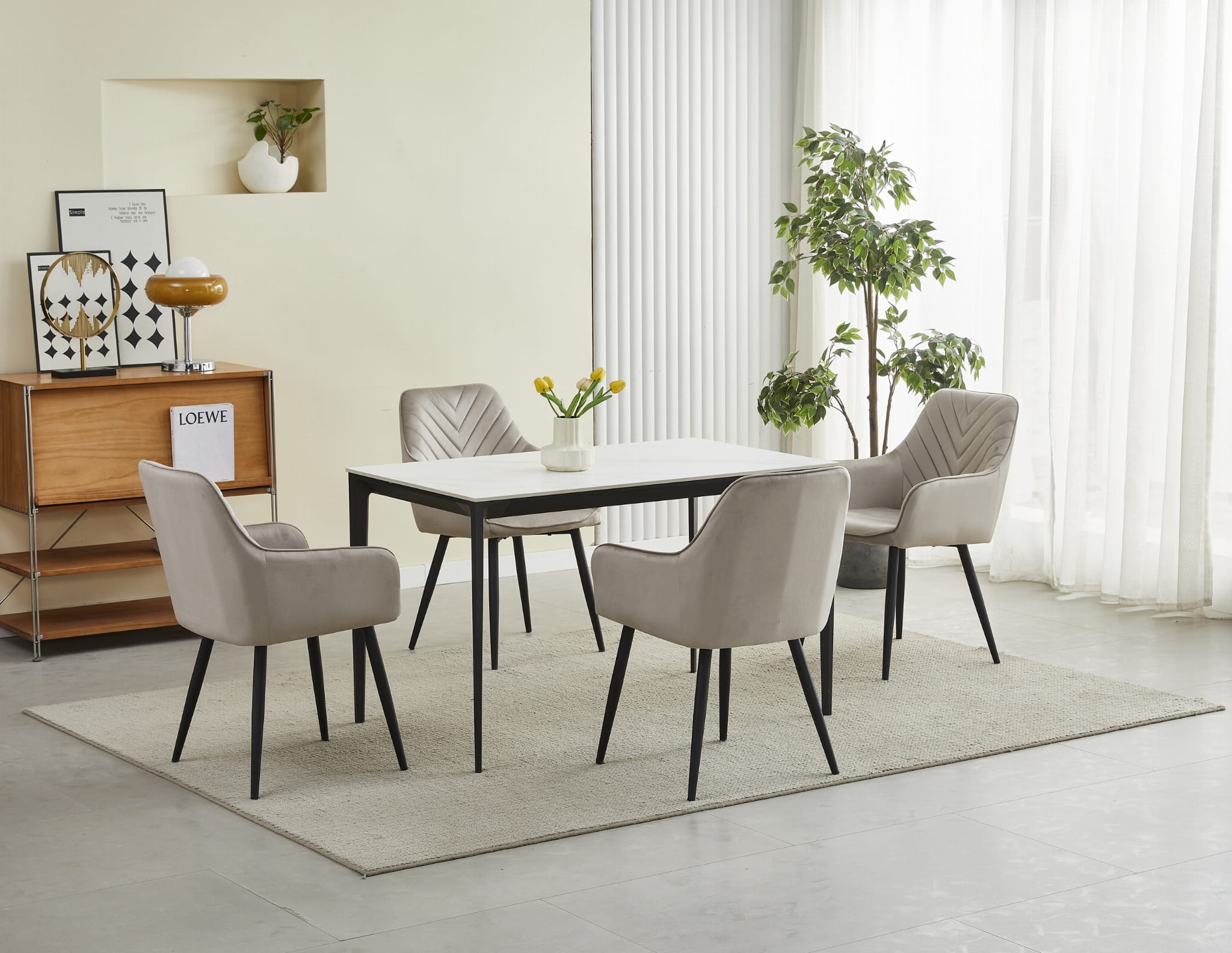 Nana Kėdė - Tamsiai Smėlio Spalvos Aksomas / Juodos Kojos X 2