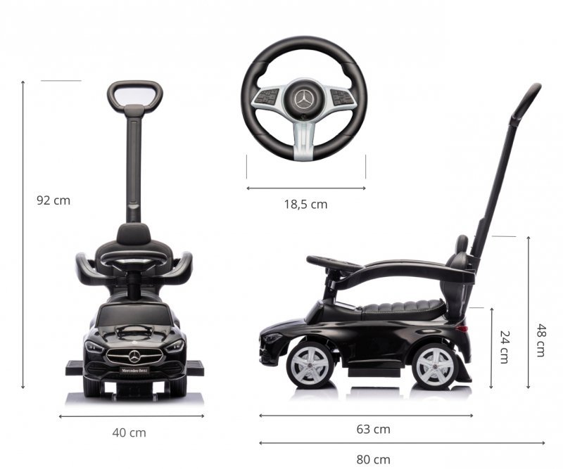 Milly Mally Automobilis Su Rankena Mercedes C-class Deluxe Black