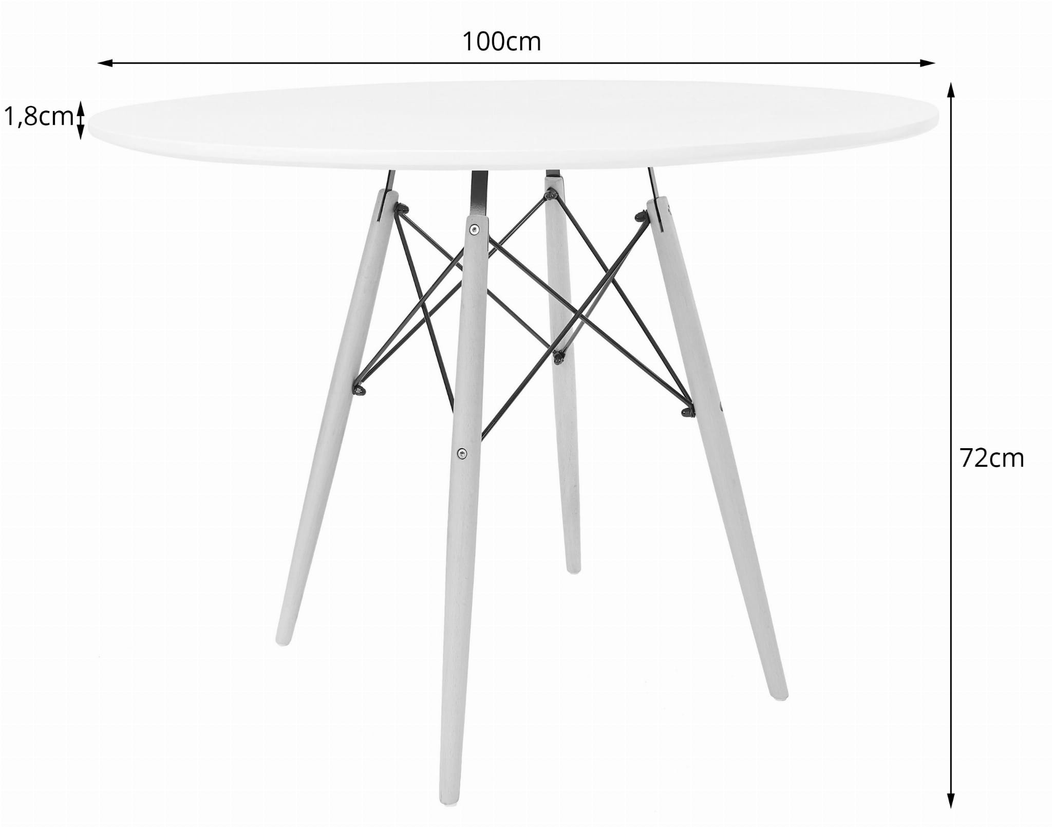 Todi Apvalus 100 Cm Stalas - Baltas