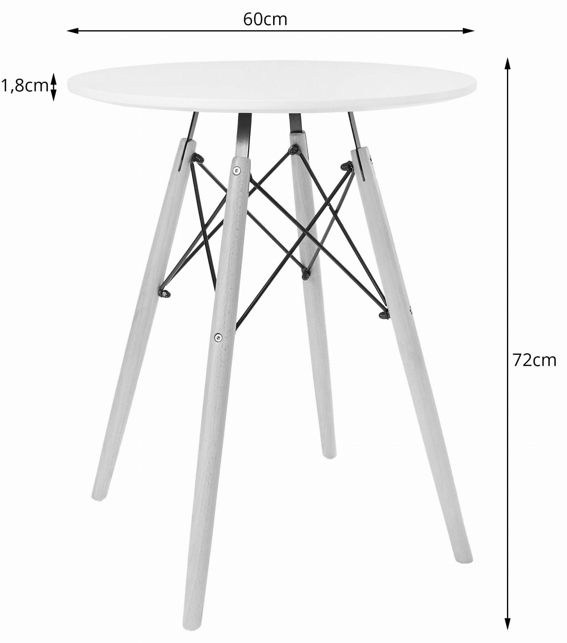 Todi Apvalus 60 Cm Stalas - Baltas