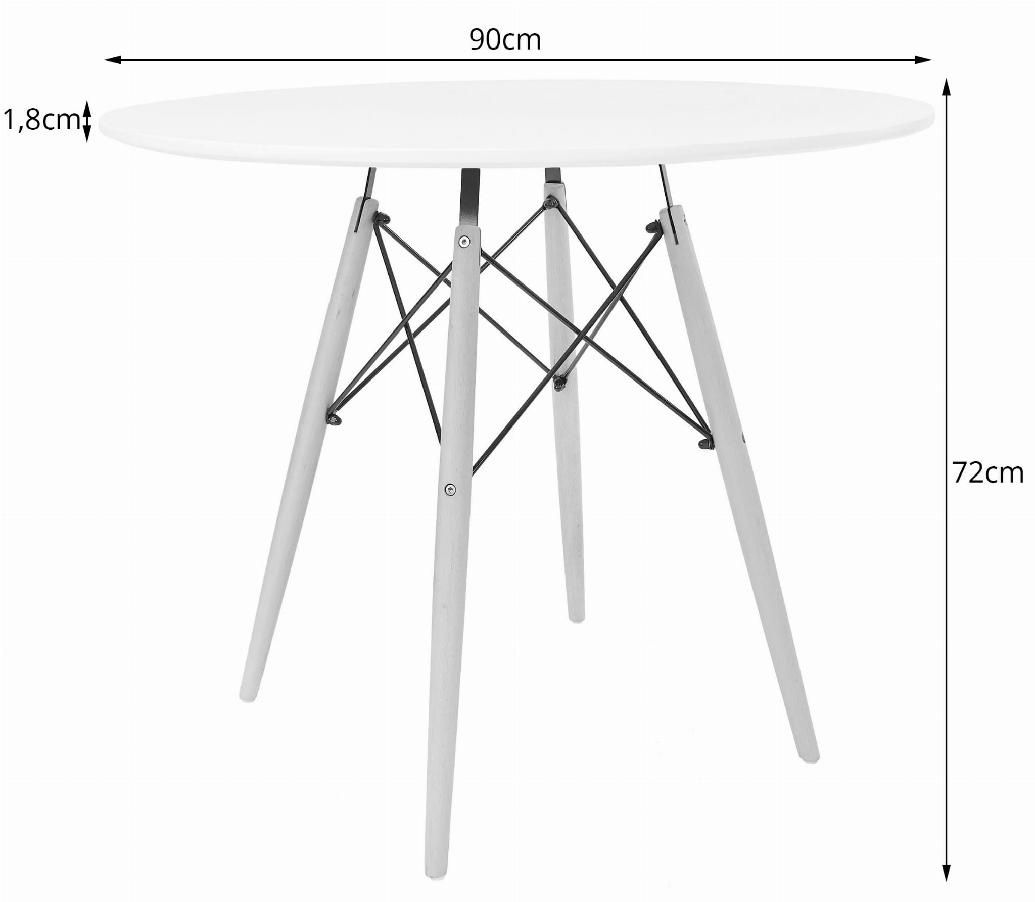 Todi Apvalus 90 Cm Stalas - Baltas