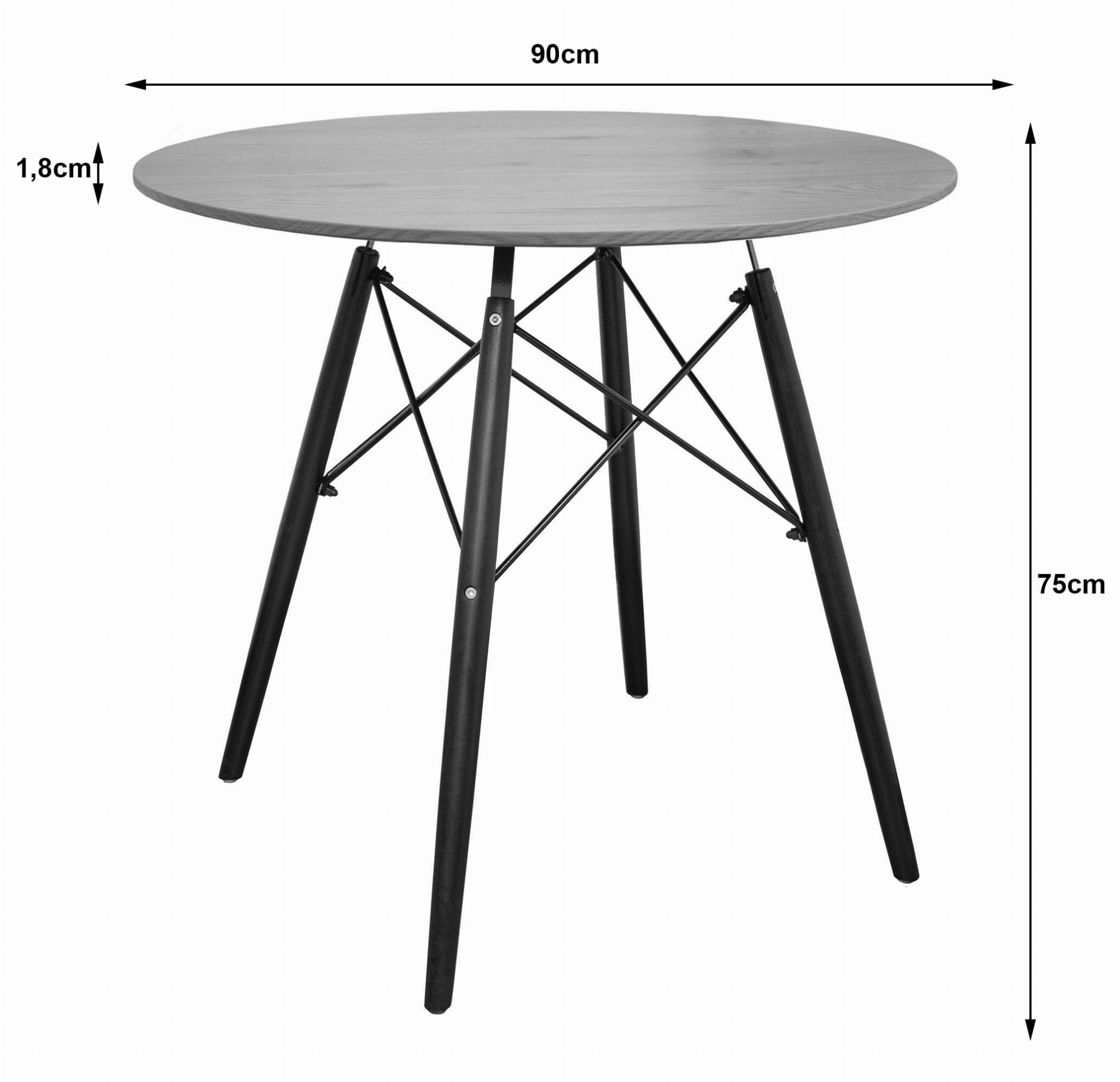 Todi Stalas Apvalus 90 Cm - Pelenų