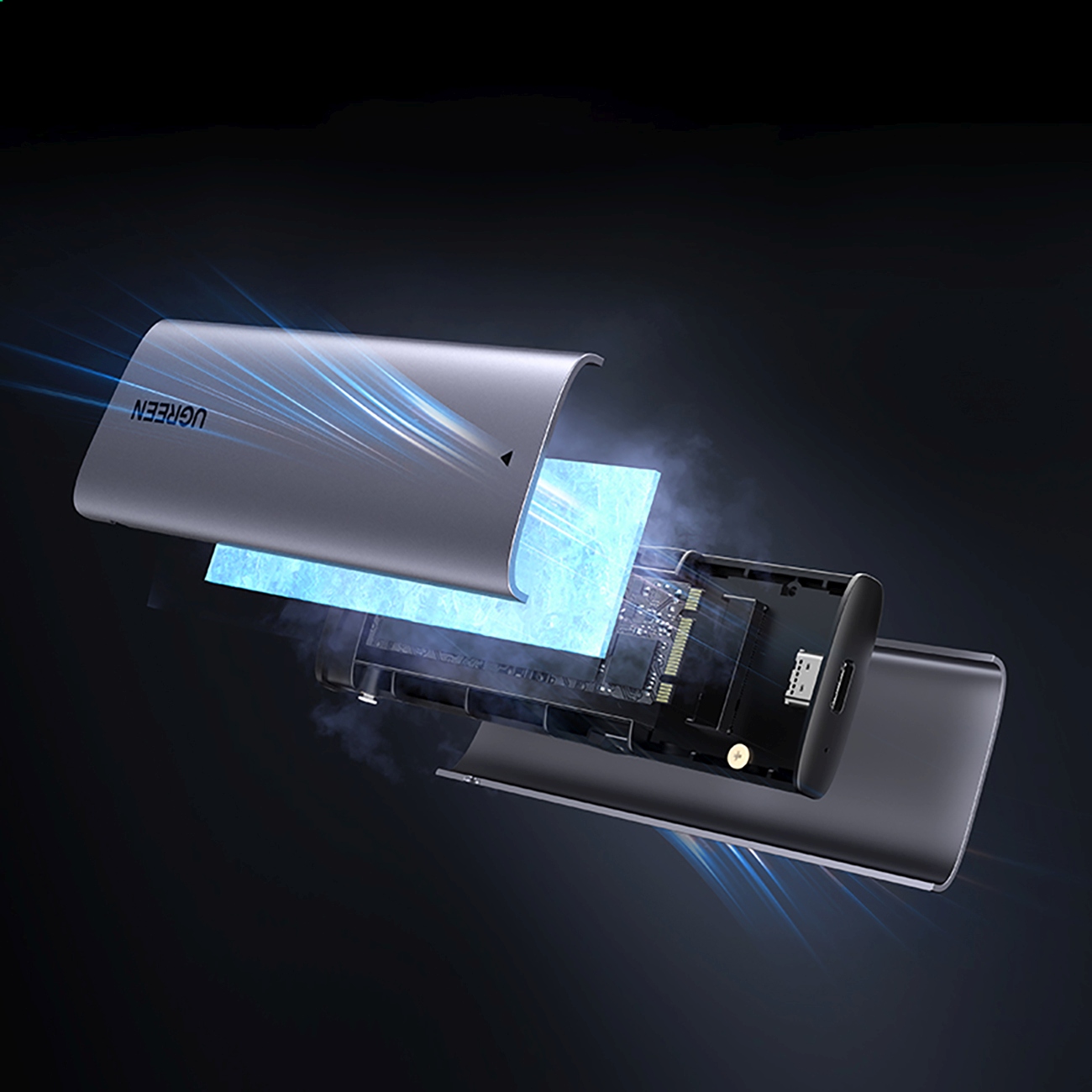 M.2 Nvme/sata Ssd Korpusas - Sidabrinis