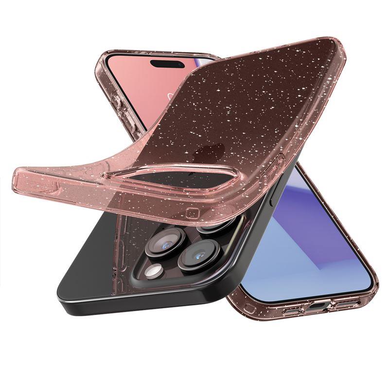 Dėklas "iphone 15 Pro Liquid Crystal Glitter" - Rožinis Skaidrus