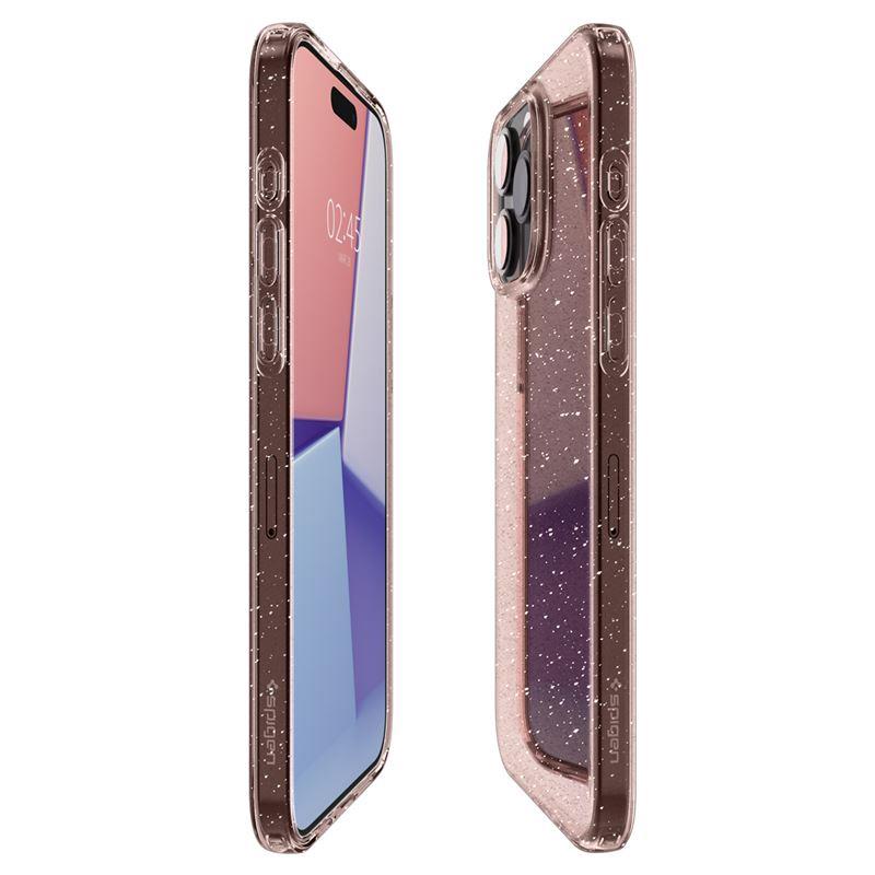 Dėklas "iphone 15 Pro Max" Su Skystųjų Kristalų Blizgučiais - Rožinis Skaidrus