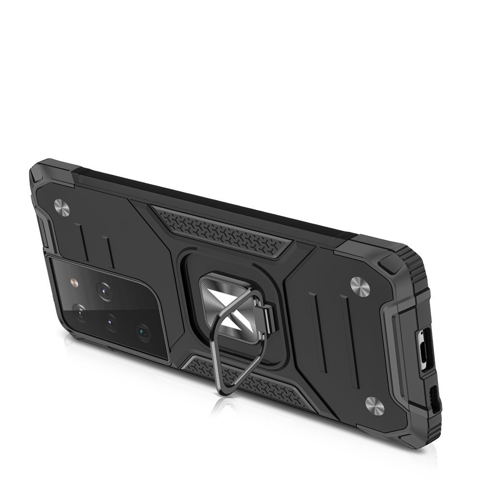 šarvuotas Hibridinis Dėklas Su Magnetiniu Laikikliu, Skirtas "samsung Galaxy S22 Ultra Ring Armor" - Mėlynas