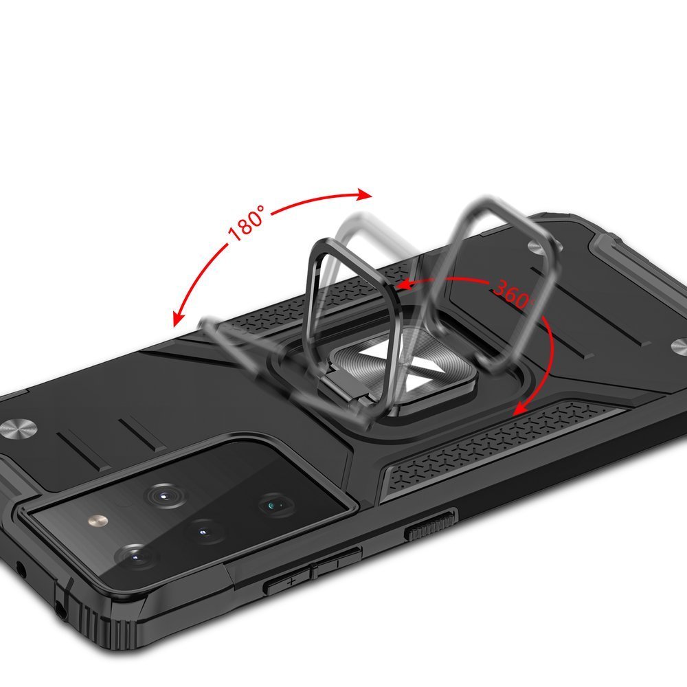 šarvuotas Hibridinis Dėklas Su Magnetiniu Laikikliu, Skirtas "samsung Galaxy S22 Ultra Ring Armor" - Mėlynas