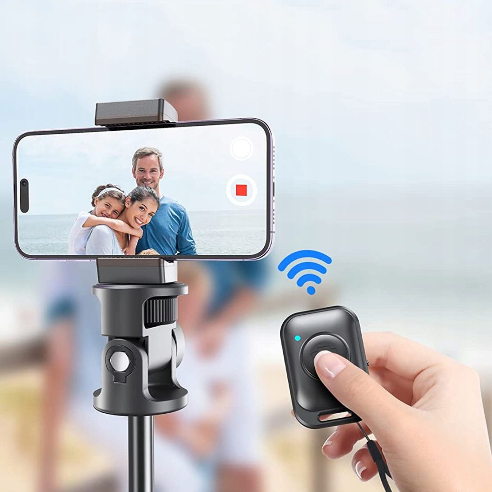 Selfie Lazda "bluetooth" Nuotraukų Lazda Su Nuotolinio Valdymo Trikojo Galvute 148 Cm - Juoda