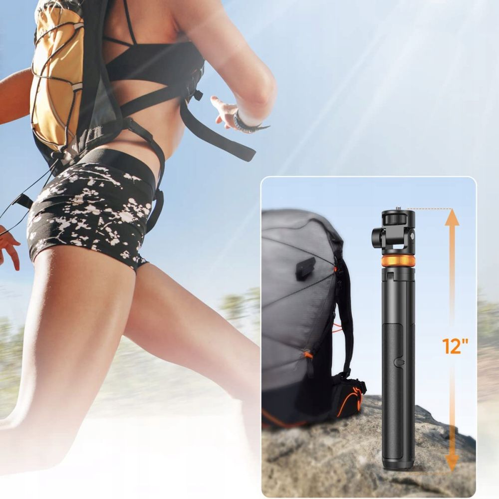 Selfie Lazda "bluetooth" Nuotraukų Lazda Su Nuotolinio Valdymo Trikojo Galvute 148 Cm - Juoda