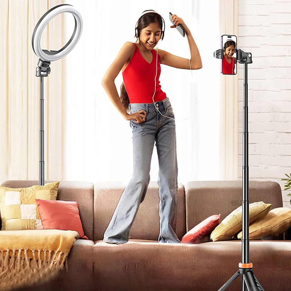 Selfie Lazda "bluetooth" Nuotraukų Lazda Su Nuotolinio Valdymo Trikojo Galvute 148 Cm - Juoda