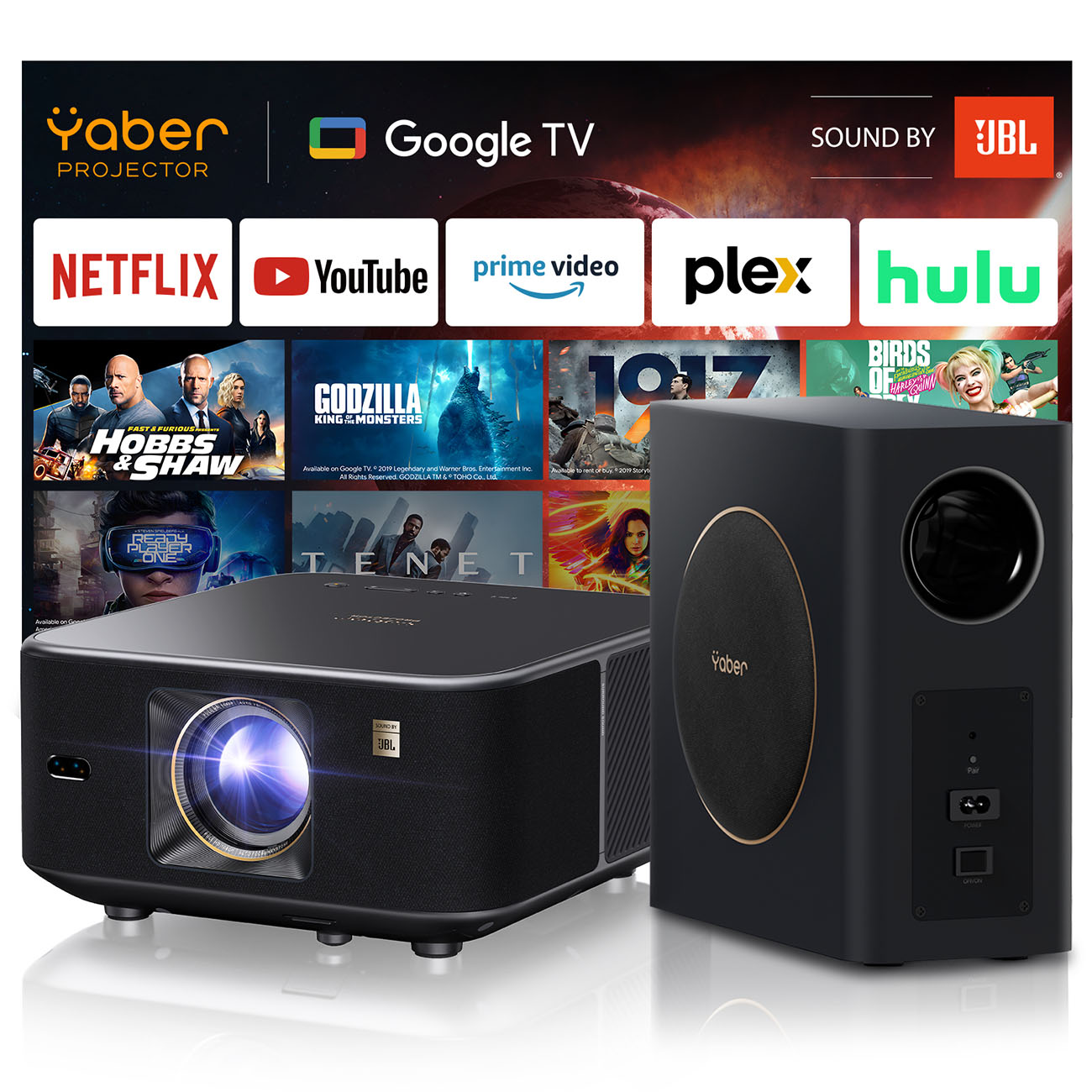 Fullhd 1080p Lcd Daugialypės Terpės Projektorius Su Jbl Garsiakalbiais Ir "wifi" žemų Dažnių Garsiakalbiu Bt K3 Pro - Juodas