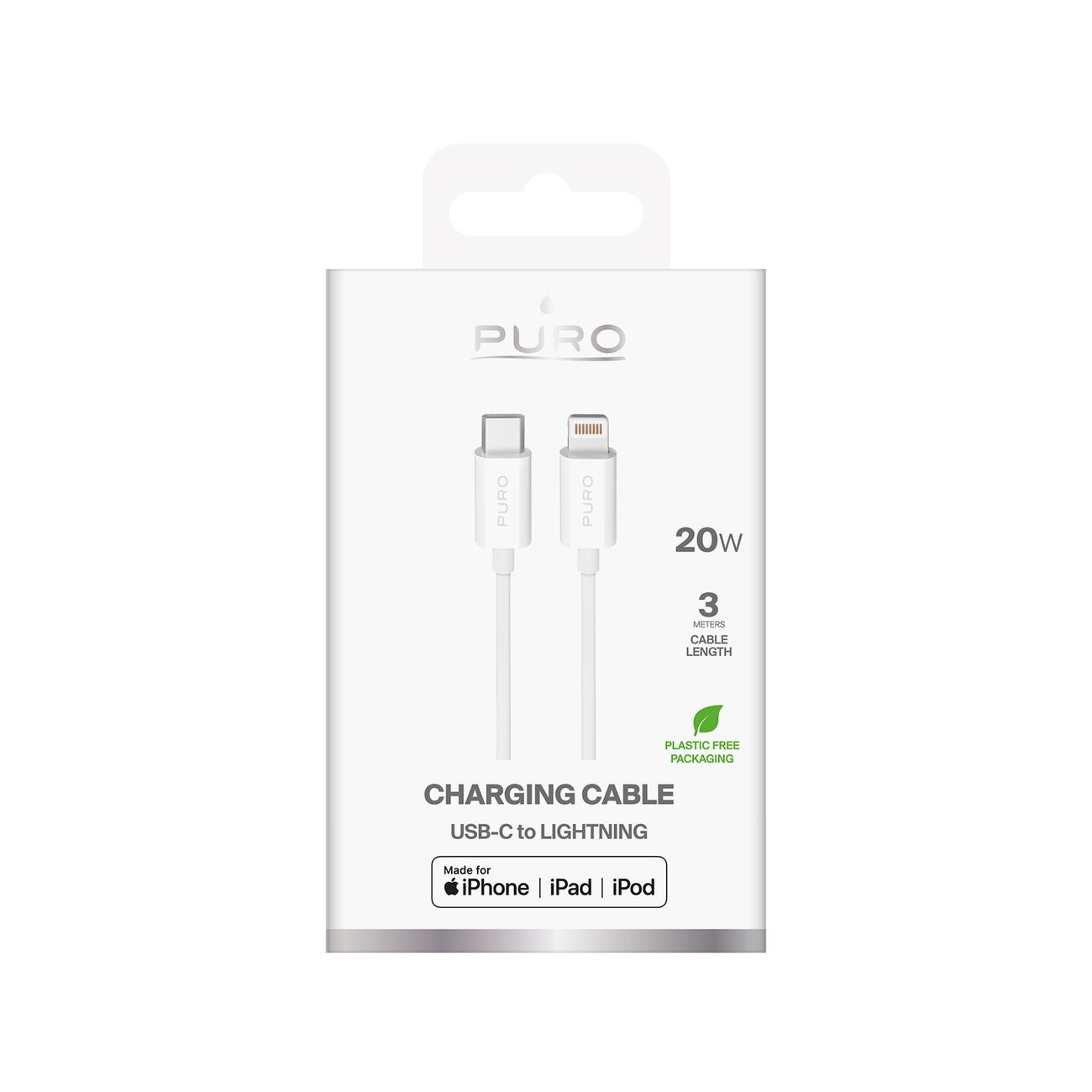 Kabelis Usb-c - "iphone Lightning" Tpe 20w 3 M - Baltas